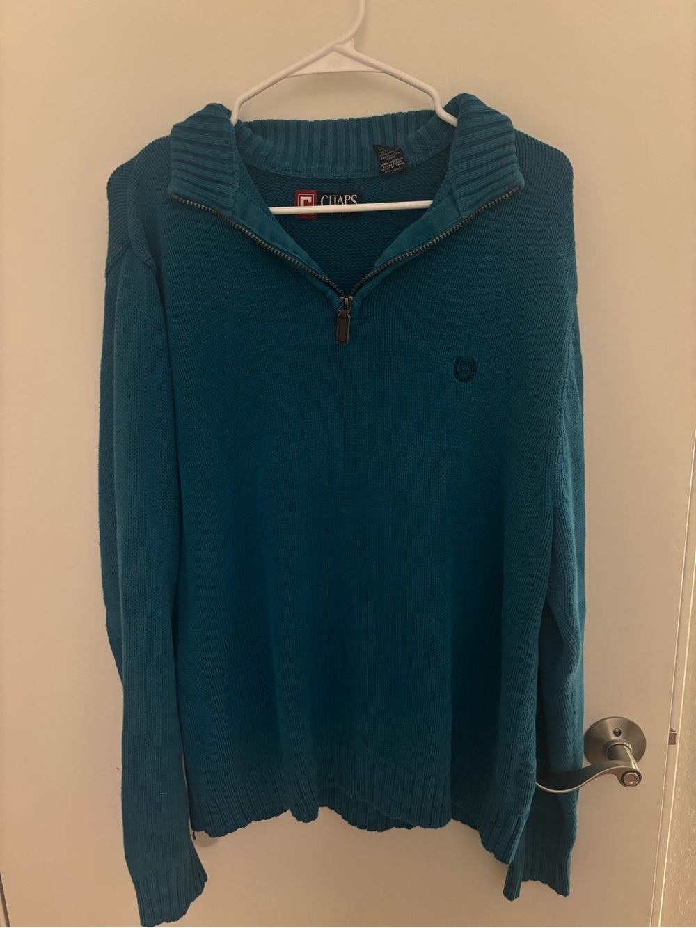 Chaps Men’s Teal Zip-Front Knit Sweater